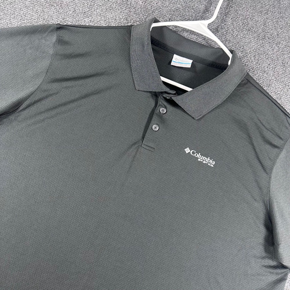 Columbia Polo Shirt Mens XL Extra Large Gray PFG Omni-Shade Fishing Performance